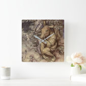 “Bottom and Titania” by Arthur Rackham Quadratische Wanduhr (Zuhause)