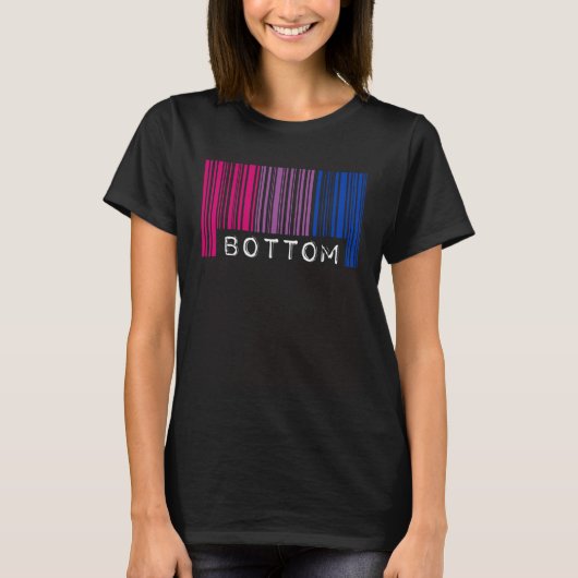 Bottom Bisexual Pride Flag Barcode LGBTQ Month Aes T-Shirt (Vorderseite)