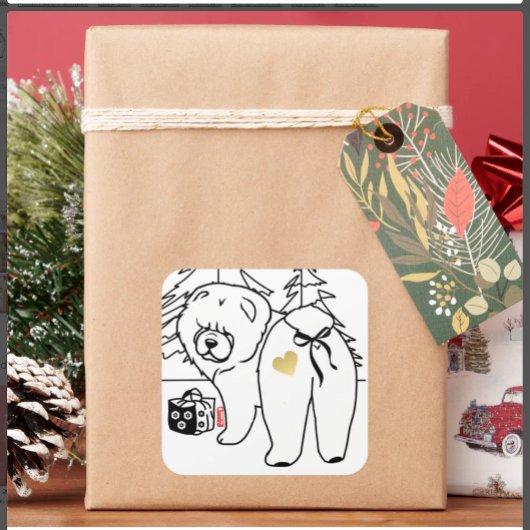 BOTTOM OF MY HEART chow holiday Quadratischer Aufkleber