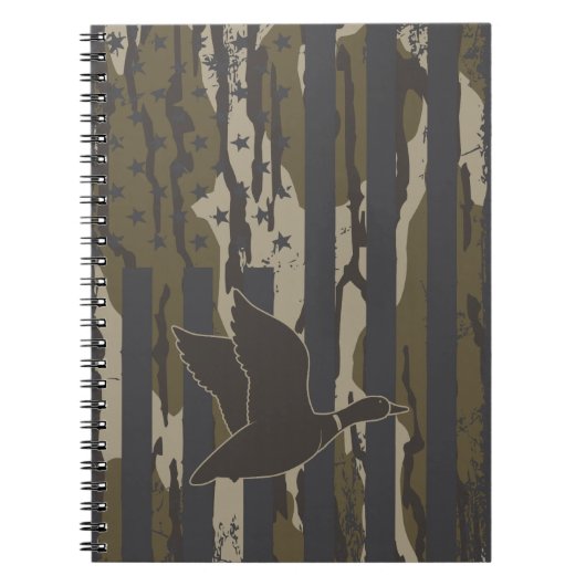 Bottomland Camouflage Duck Junting American Flag U Notizblock (Vorderseite)