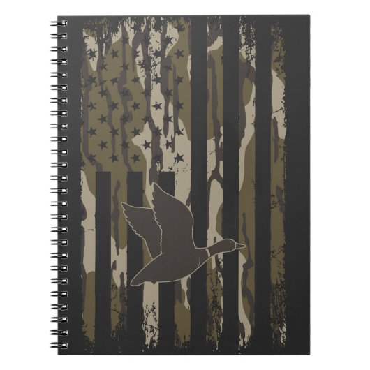 Bottomland Camouflage Duck Junting American Flag U Notizblock (Vorderseite)