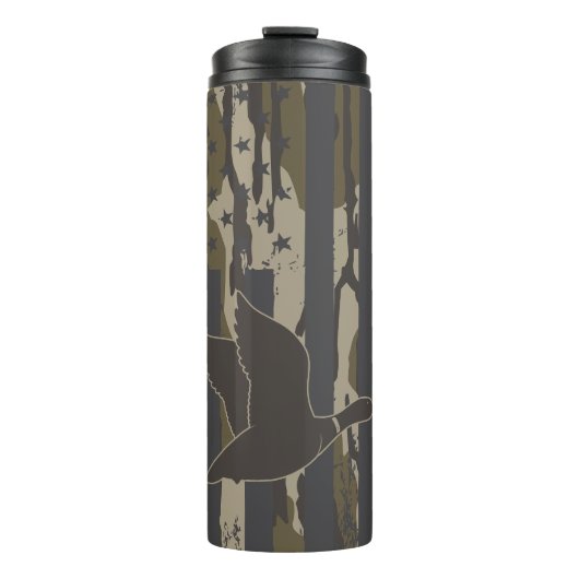 Bottomland Camouflage Duck Junting American Flag U Thermosbecher (Vorderseite)