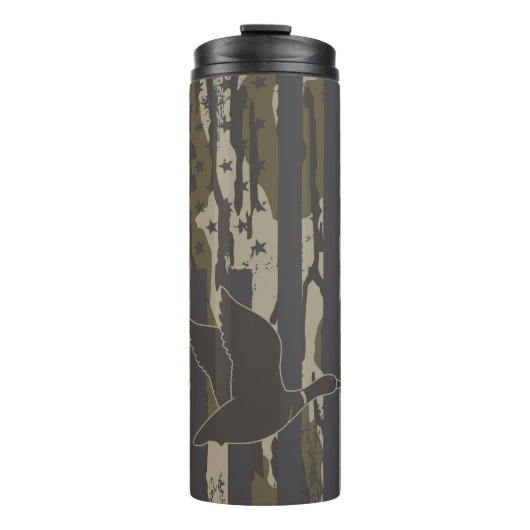 Bottomland Camouflage Duck Junting American Flag U Thermosbecher (Vorderseite)