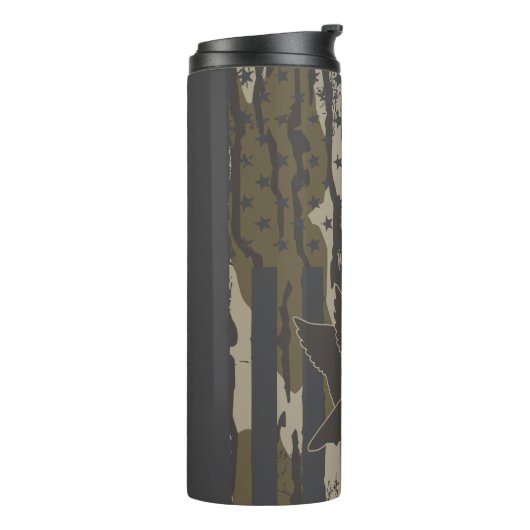 Bottomland Camouflage Duck Junting American Flag U Thermosbecher (Nach links gedreht)