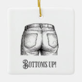 Bottoms Up! Funny White Elephant Gift Christmas Keramikornament (Vorderseite)
