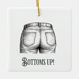 Bottoms Up! Funny White Elephant Gift Christmas Keramikornament