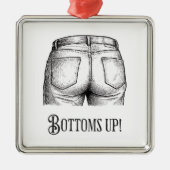 Bottoms Up! Funny White Elephant Gift Christmas Ornament Aus Metall (Vorne)