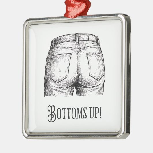 Bottoms Up! Funny White Elephant Gift Christmas Ornament Aus Metall (Links)
