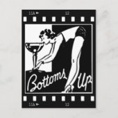 Bottoms Up Retro Lady Drinking Huge Martini Postkarte (Vorderseite)