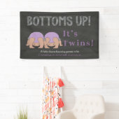Bottoms Up Twins Baby Shower Personalized Banner (Insitu)