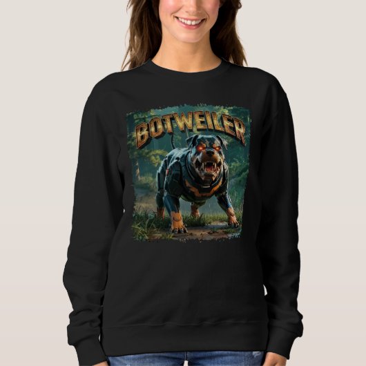 Botweiler Illustration – Roboter Rottweiler Lustig Sweatshirt (Vorderseite)