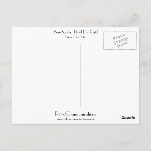 Bou-Saada Hotel Du Caid Postkarte (Rückseite)