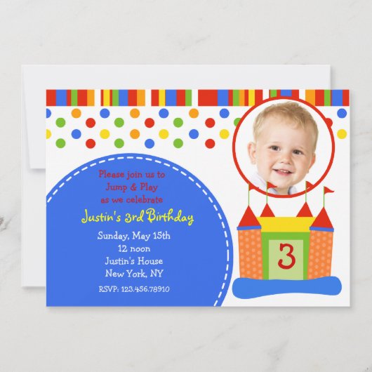 Bouce House Foto Geburtstagsparty Einladungen (Vorderseite)