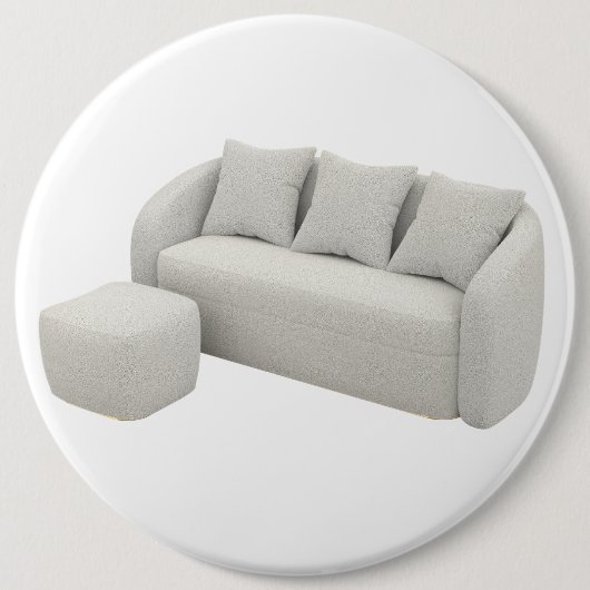 Boucle-Sofa mit Ottoman Button (Vorderseite)