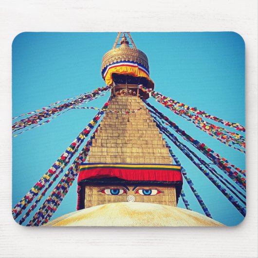 Boudhanath Stupa, Buddha Eyes, Himalayas, Nepal Mousepad (Vorne)