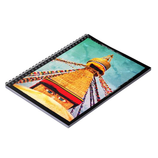 Boudhanath Stupa, Buddha Eyes, Kathmandu, Nepal Notizblock (Linke Seite)