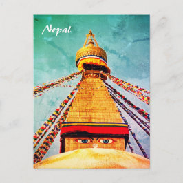 Boudhanath Stupa, Buddha Eyes, Nepal Postcard Postkarte