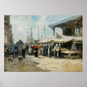 Boudin - Fischereimarkt von Trouville 1875 Poster