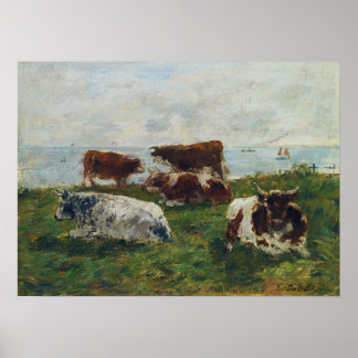 Boudin - Kühe in der Nähe des Meeres 1896 Poster