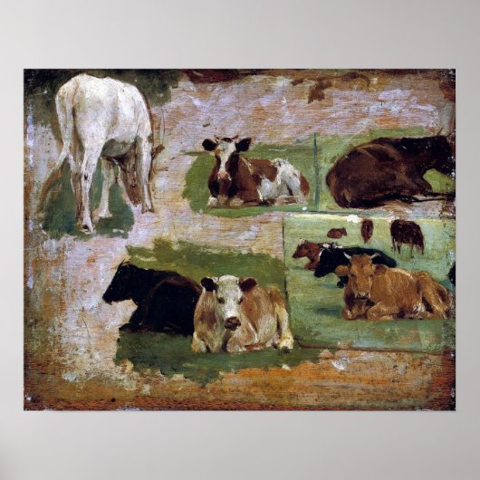 Boudin - Kühe und Katzen (Studie) 1860 Poster (Vorne)
