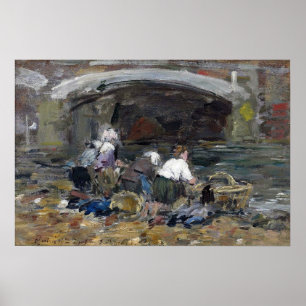 Boudin - Waschräume in der Nähe der Brücke 1885 Poster