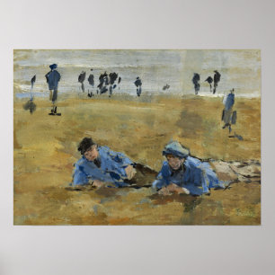 Boudin - Zwei Männer liegen am Strand Poster