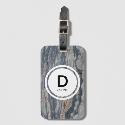 Boudinaged Limestone Rock Monogram Gepäckanhänger (Vorderseite Vertikal)