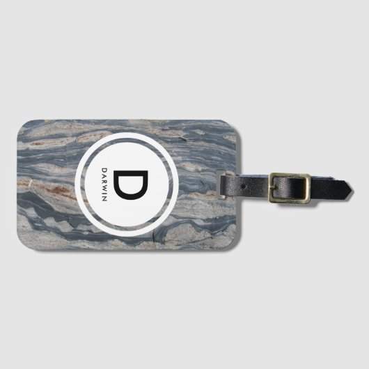 Boudinaged Limestone Rock Monogram Gepäckanhänger (Vorderseite (Horizontal))