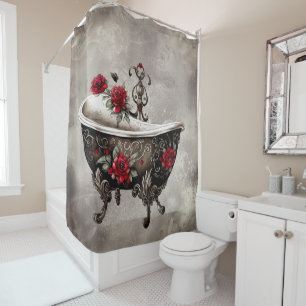 Boudoir   Badewanne Alte antike, goldgefußte Badew Duschvorhang