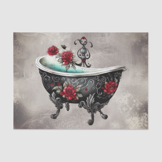 Boudoir | Badewanne Alte antike, goldgefußte Badew Seidenpapier (Vorderseite)