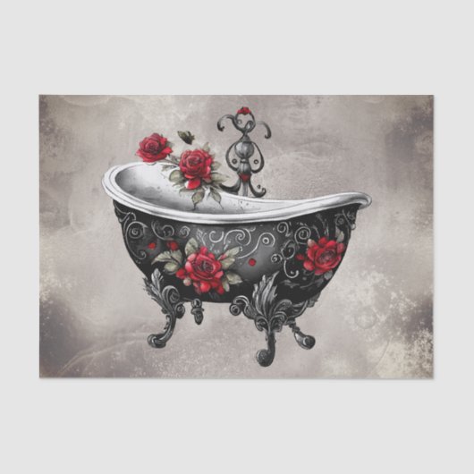 Boudoir | Badewanne Alte antike, goldgefußte Badew Seidenpapier (Vorderseite)