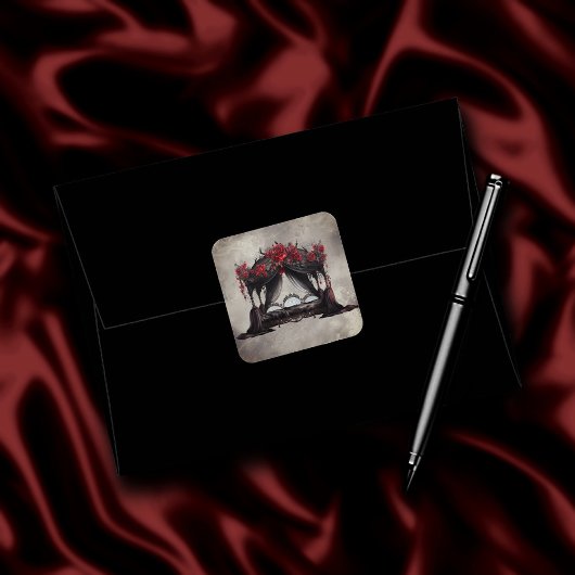 Boudoir | Canopy Scarf Altes Victoran Poster Bed. Quadratischer Aufkleber