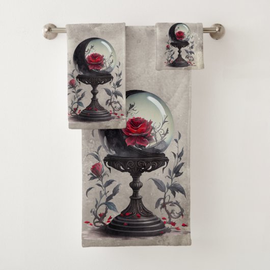 Boudoir | Crystal Ball Crescent Moon Rote Rosen Badhandtuch Set (Insitu)