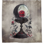Boudoir | Crystal Ball Crescent Moon Rote Rosen Duschvorhang (Vorderseite)