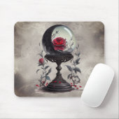 Boudoir | Crystal Ball Crescent Moon Rote Rosen Mousepad (Mit Mouse)