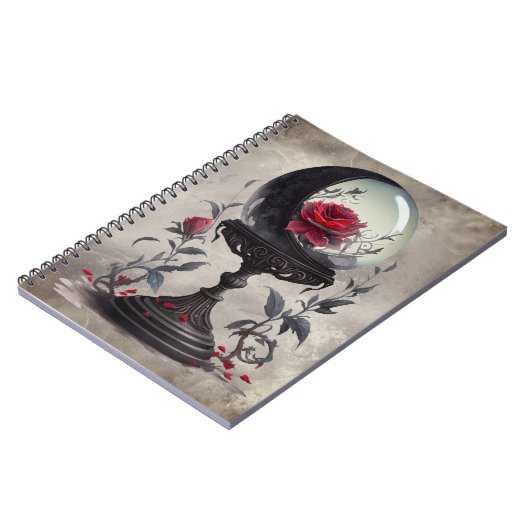 Boudoir | Crystal Ball Crescent Moon Rote Rosen Notizblock (Linke Seite)