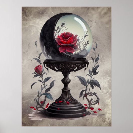 Boudoir | Crystal Ball Crescent Moon Rote Rosen Poster (Vorne)