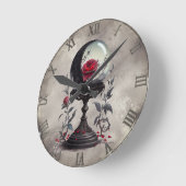 Boudoir | Crystal Ball Crescent Moon Rote Rosen Runde Wanduhr (Winkel)