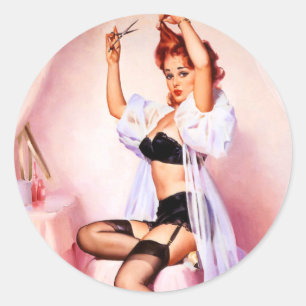 Boudoir Pin-up Runder Aufkleber