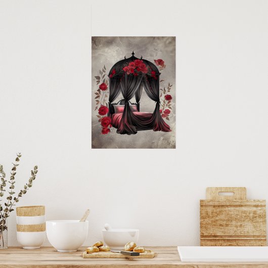 Boudoir | Scarf Canopy Altes antikes Poster Bett (Küche)