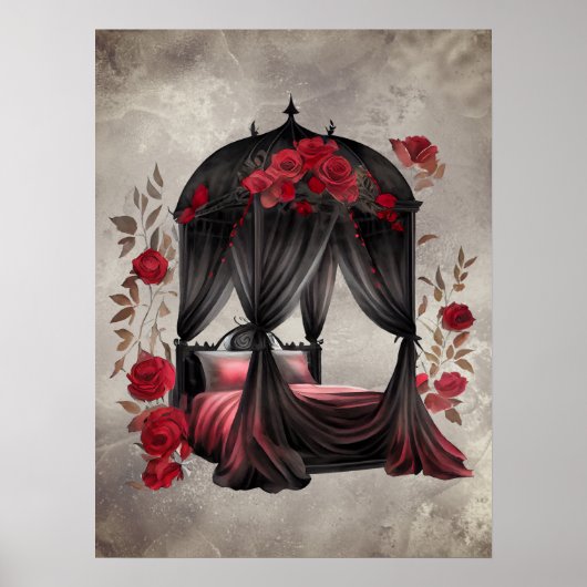 Boudoir | Scarf Canopy Altes antikes Poster Bett (Vorne)