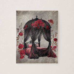 Boudoir   Scarf Canopy Altes antikes Poster Bett Puzzle