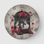 Boudoir | Scarf Canopy Altes antikes Poster Bett Runde Wanduhr (Vorderseite)