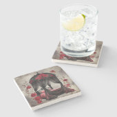 Boudoir | Scarf Canopy Altes antikes Poster Bett Steinuntersetzer (Seitenansicht)