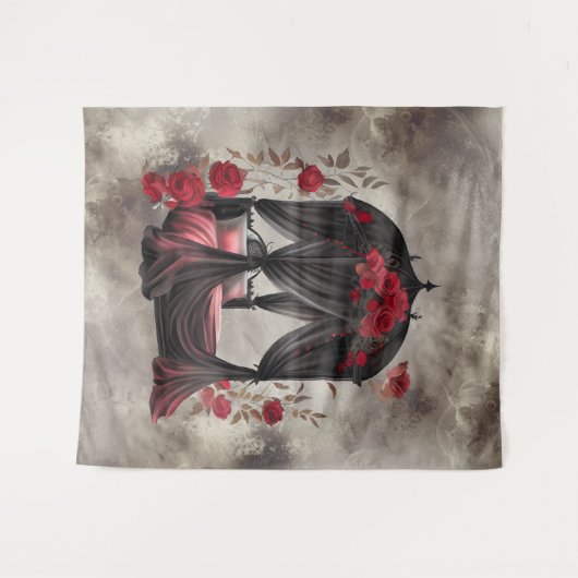 Boudoir | Scarf Canopy Altes antikes Poster Bett Wandteppich (Vorderseite (Horizontal))