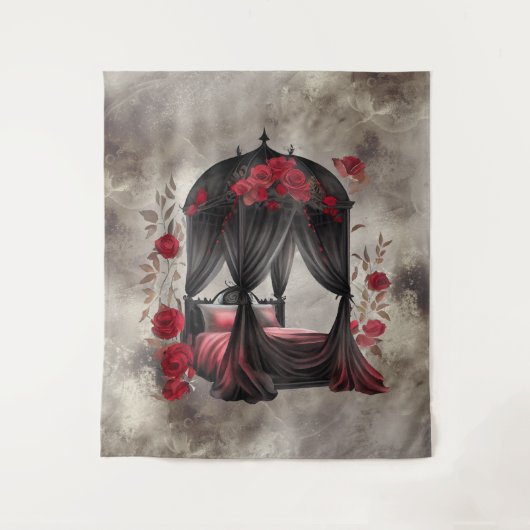 Boudoir | Scarf Canopy Altes antikes Poster Bett Wandteppich (Vorderseite)