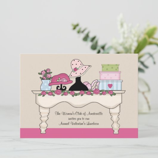 Boudoir Table Luncheon Einladung (Stehend Vorderseite)