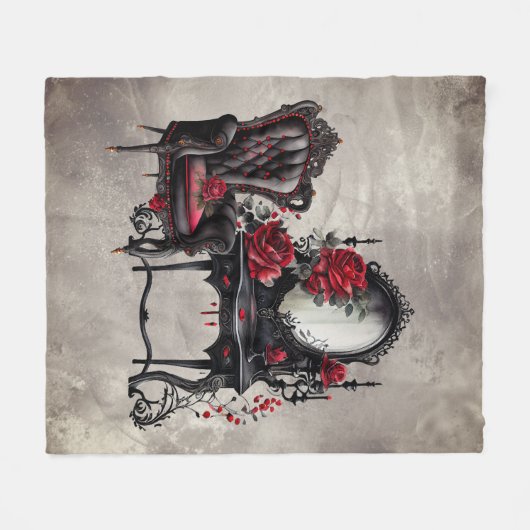 Boudoir | Vanity Mirror und Viktorianischer Partyv Fleecedecke (Vorderseite (Horizontal))