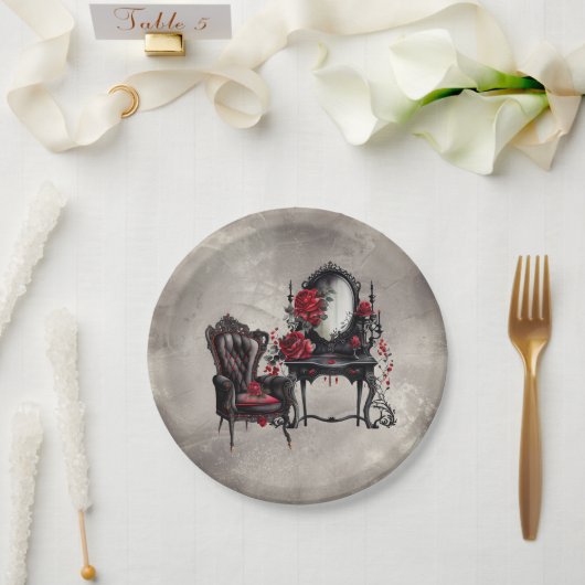 Boudoir | Vanity Mirror und Viktorianischer Partyv Pappteller (Hochzeit)