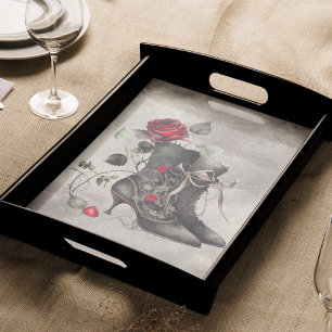 Boudoir   Viktorianische antike Rote Rose Dress Hi Seidenpapier